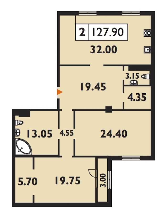 Двухкомнатная квартира в Группа ЛСР: площадь 127.9 м2 , этаж: 8 – купить в Санкт-Петербурге